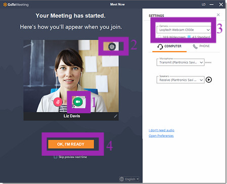 the gotomeeting app window is greyed out